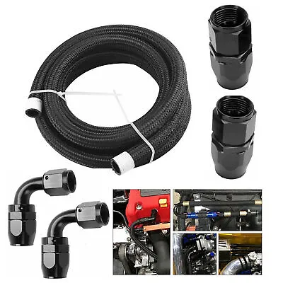 5FT 6AN/8AN/10AN/12AN W/4 Fitting Stainless Steel Braided Oil Fuel Hose Line Kit • $14.69