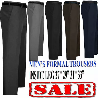 Men Trousers Office Business Work Formal Casual Smart Big Plus Belt Pocket Pants • £13.99