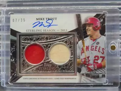 2023 Topps Sterling Mike Trout Dual Game Used Jersey Bat Auto #07/25 Angels • $227.50