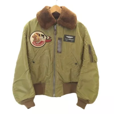 BUZZ RICKSON'S B-15C Nylon Bomber Flight Jacket 38 Khaki Authentic Men Used • $516.74