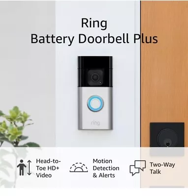 Ring  Battery Doorbell Plus  1536p HD + Video Doorbell Camera Head To Toe View • $85