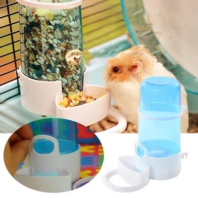 Automatic Pet Hamster Rabbit Food Water Feeder Bowl Bottle Dog Bottle Dispenser • £5.35