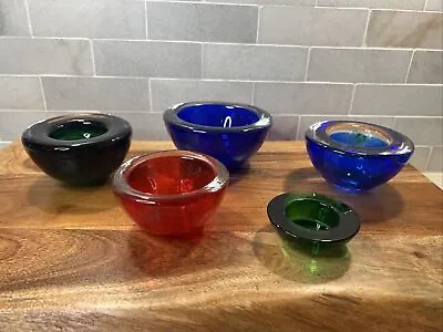 Kristal Color & Mikasa Heavy Bowls Paperweight Glass Votive Holders Set Of 5 • $99