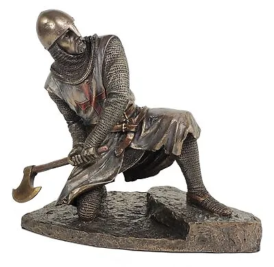 8  Templar Knight Statue Crouching On Stairs With Battle Axe Maltese Cross • $69.98