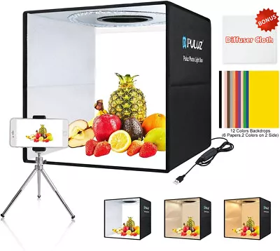 PULUZ 30 / 40cm Portable LED Photo Light Box Tent Photo Cube Studio Photography • £18.99
