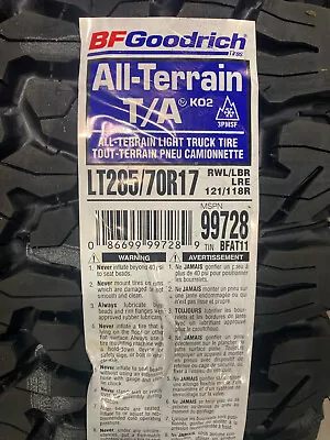 $629 • Buy 2 New LT 285 70 17 LRE 10 Ply BFGoodrich All Terrain T/A KO2 Tires