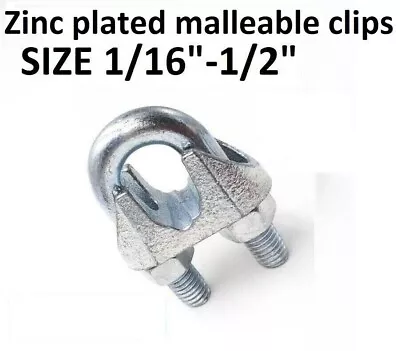 Zinc Plated Malleable Clamps U-Bolts U-Clamps Steel Cable Wire Clips U Bolts • $11