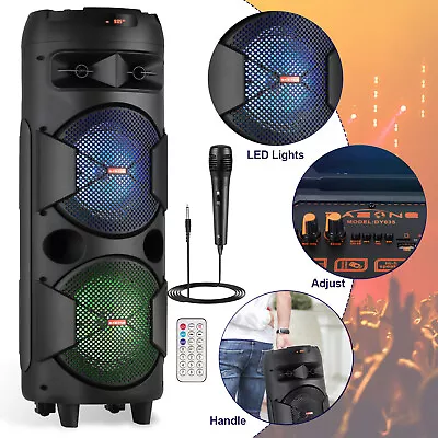 5000W Portable Bluetooth Speaker Sub Woofer Heavy Bass Sound System Party & Mic • $75.99