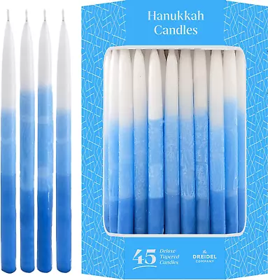 Dripless Deluxe Tapered Pastel Blue White Decorations Hanukkah Menorah Candles   • $22.86