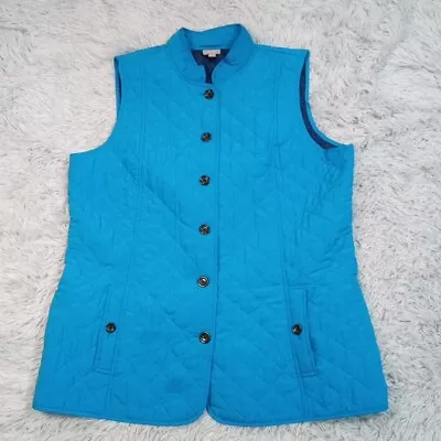 J. Jill Womens Vest Quilted Blue XL Tall Pockets Button Up Casual Comfort • $23.99