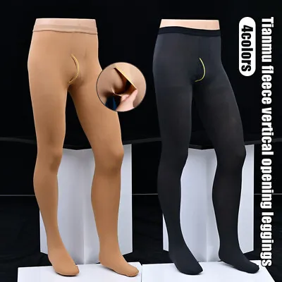 80D Mens Warm Johns Skinny Pants Thermal Pantyhose Stretch Tights Footed Winter • £14.09