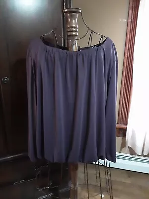 Size XL Nine West Lined Stretch Blouson Top Bracelet  Length Sleeves Dark Purple • $1.99