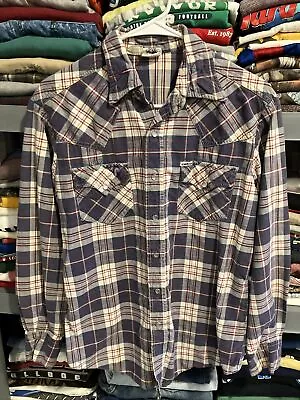 Vintage Kennington Pearl Snap Shirt Size Large Blue Long Sleeve Western -1 Snap • $20