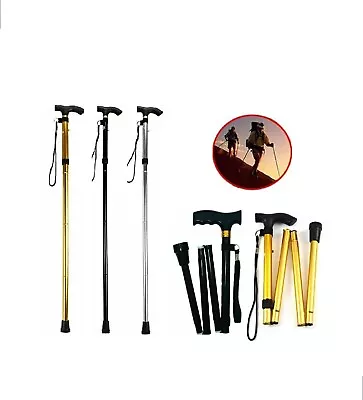 Walking Stick Easy Fold Adjustable Cane Lightweight Mobility Collapsible Sticks • £7.99