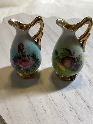 VINTAGE   UCAGCO  Vase HAND PAINTED MINIATURE Pair • $12.99