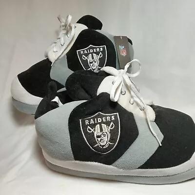 NFL Raiders Puffy Sneaker Slippers Silvergrey/blk/wht Forever Collectables Med. • $30