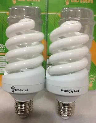 20W=100W FS Day LightCFL Lightbulb Energy Saving Bulb E27 .TWO LAMPS £6.99 • £6.99