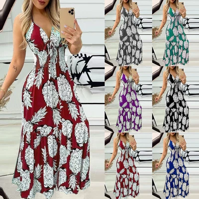 $29.69 • Buy Women Boho Floral Strappy Maxi Long Dress Summer Holiday Beach Party Sundress AU