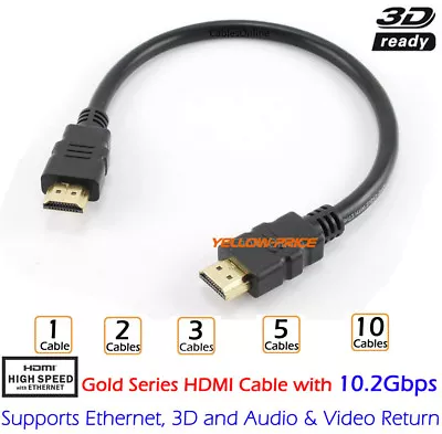 $6.99 • Buy Short Gold HDMI CABLE 1.5FT 0.5m For BLURAY 3D DVD PS3 HDTV XBOX LCD HD TV 1080P