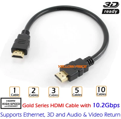 $6.99 • Buy Short Gold HDMI CABLE 1.5FT 0.5m For BLURAY 3D DVD PS3 HDTV XBOX LCD HD TV 1080P