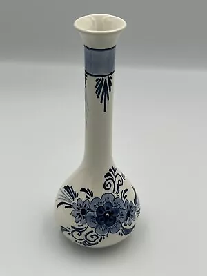 Vintage Holland Delft Blue Floral Bud Vase Hand Painted • $14