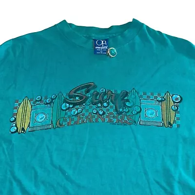 Vintage 1988 Ocean Pacific Surf Cleaners Green T-shirt Mens Size L - Made In Usa • £37.60