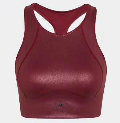 Women's Adidas Originals Stella McCartney Shiny Crop Top Burgundy HI1940  • $34.99