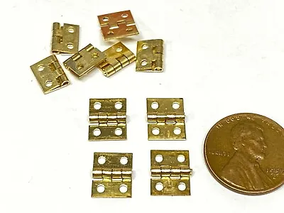 10 Pieces Gold 8mm X 10mm SMALL Miniature Hinges Doll House TINY HINGE  Micro E7 • $9.19