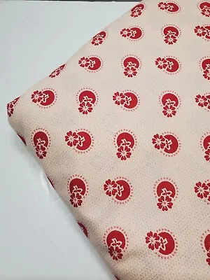 Cabbage & Rose Fabric Red Cotton Moda Sew Quilt Craft Shabby Chic FAT QUARTER • £4.81