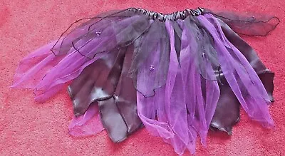 Gothic Bat Fairy Tutu Festival Purple & Black Net Satin Sequins Kids Sizes • £4.99