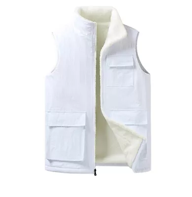 Men's Warm Lamb Fleece Vest Waistcoat Autumn Winter Coat Sleeveless Jacket • $52.50