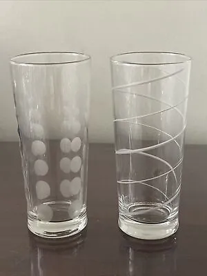 MIKASA CHEERS ETCHED DOTS/SPIRAL - Highball  7-1/8” Cocktail Tumblers - SET Of 2 • $29.99