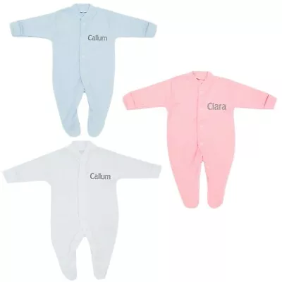 £7.45 • Buy Baby Girl Boy Personalised Sleepsuit Romper Babygrow Embroidered NB-12 Months