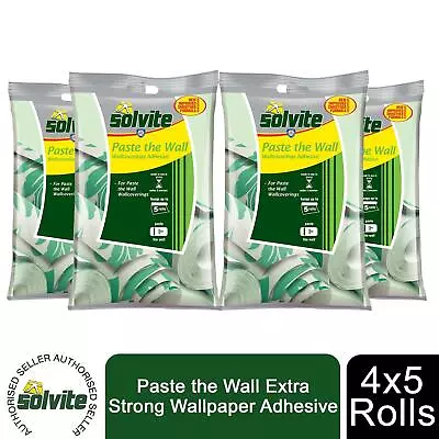 Solvite Paste The Wall 20 Roll Sachet Extra Strong Wallpaper Adhesive 230g 4Pk • £15.49