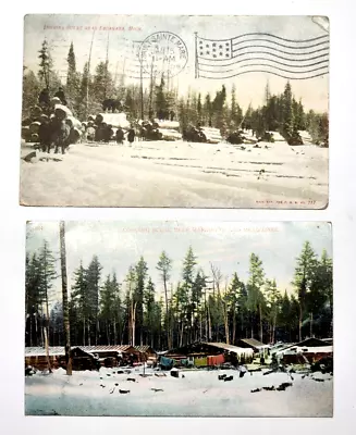 2 Logging Scene Postcards Upper Peninsula Michigan And Wisconsin • $6.95