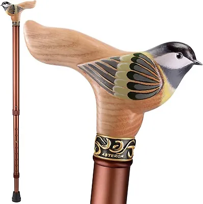 Unique Hand-Painted Wooden Walking Canes For Women - Birdie - Fancy Wood Cane • $88.50