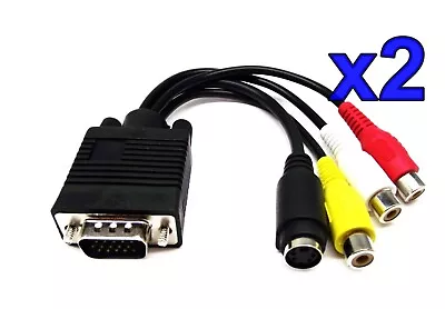 From OZ Quality 2PC VGA SVGA Video Male Plug To 3 RCA S-Video Female Cable Adapt • $16.95