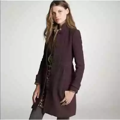 J.Crew Lady Day Double Cloth Wool Eggplant Purple Pea Coat Size 10 • $215