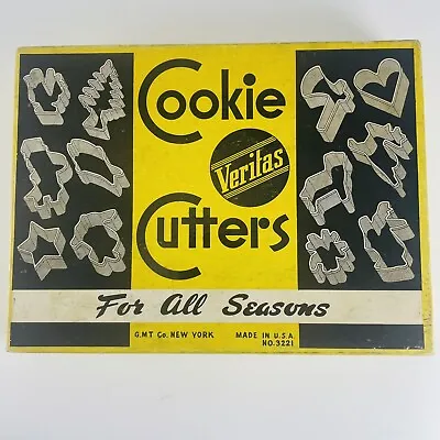 VERITAS Metal COOKIE CUTTERS Set Of 12 VTG All Season Shapes Made USA Complete • $12.95