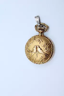 Sparrows Love Birds MAJESTIME Vintage Necklace Pendant Watch Women's Winds Ticks • $40