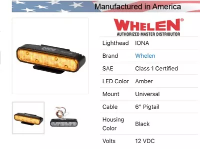 Whelen Iona  01-066c747-10f  Assy Ion Light Amber  New With Mounting Bracket • $88