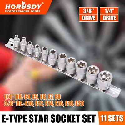 11 Pc Torx Star Bit External Female E Socket Set Automotive Shop Tools With Rail • $12.99