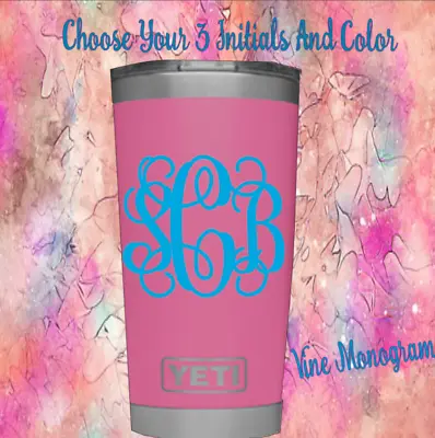 Monogram Vinyl Decal For Tumblers Cups Sticker  Vine Monogram 1 - 4  • $3.50