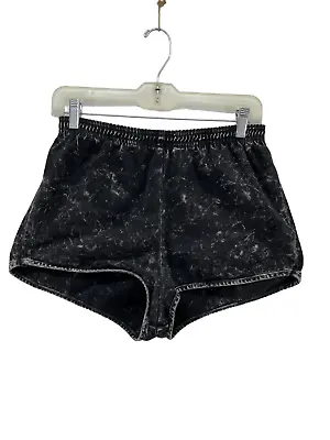 Vintage American Apparel High Waisted Shorts XS 27W 70s Acid Wash Black Hot Pant • £14.62