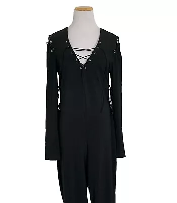 Vintage Frederick's Of Hollywood Lace Up Jumpsuit Womens L One Piece Sexy Rock • $68.99