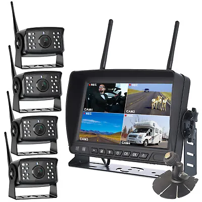 7 DVR Quad Monitor 4xDigital Wireless Backup Camera 50m FHD For Trailer Truck RV • $298.99