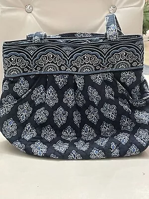 VERA BRADLEY Handbag Purse Calypso Blue Cotton Bulbous Shape Rare Retired 2009 • $29