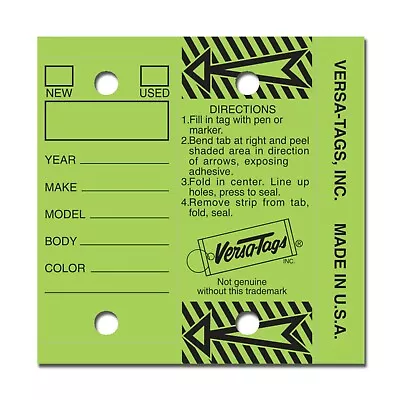 LIME GREEN Genuine Versa-Tag Key Tags Self-Protecting 250 Tags Per Box • $18.79