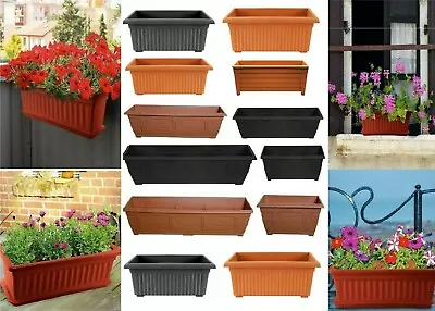 Plastic Window Trough Long Plant Planter Pot Herb Flower Box Outdoor Garden Home • £9.95