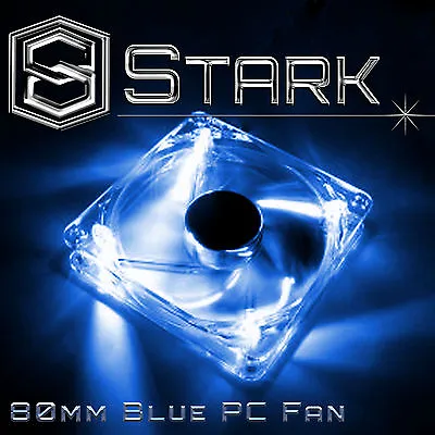 Blue 80mm 4-LED Quad Light Neon PC Computer Case Clear Cooling Fan Mod X1 • $11.79